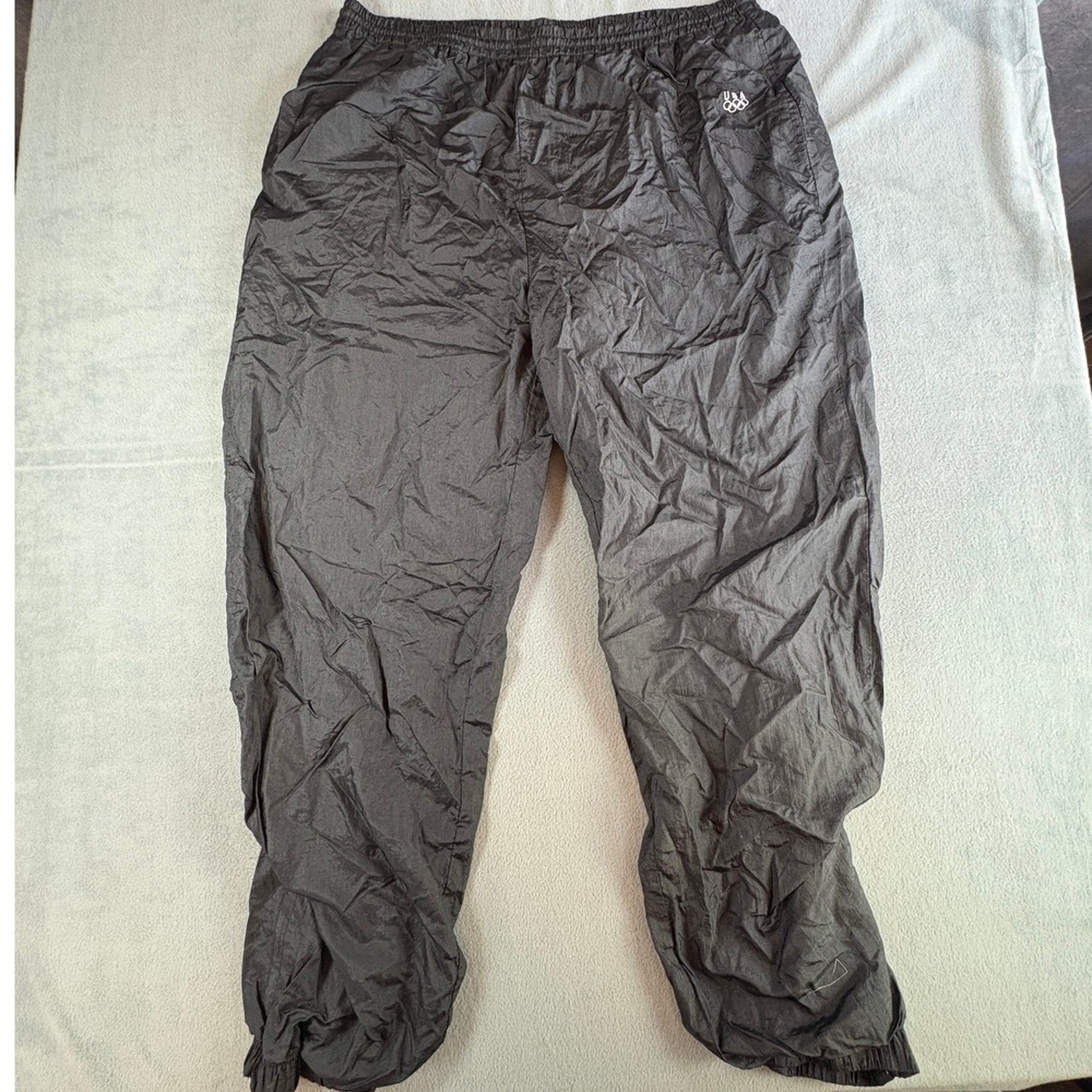 Vintage USA‎ Olympic Team JCPenney Track Pants Black Nylon Mens 2XL Tall XL T